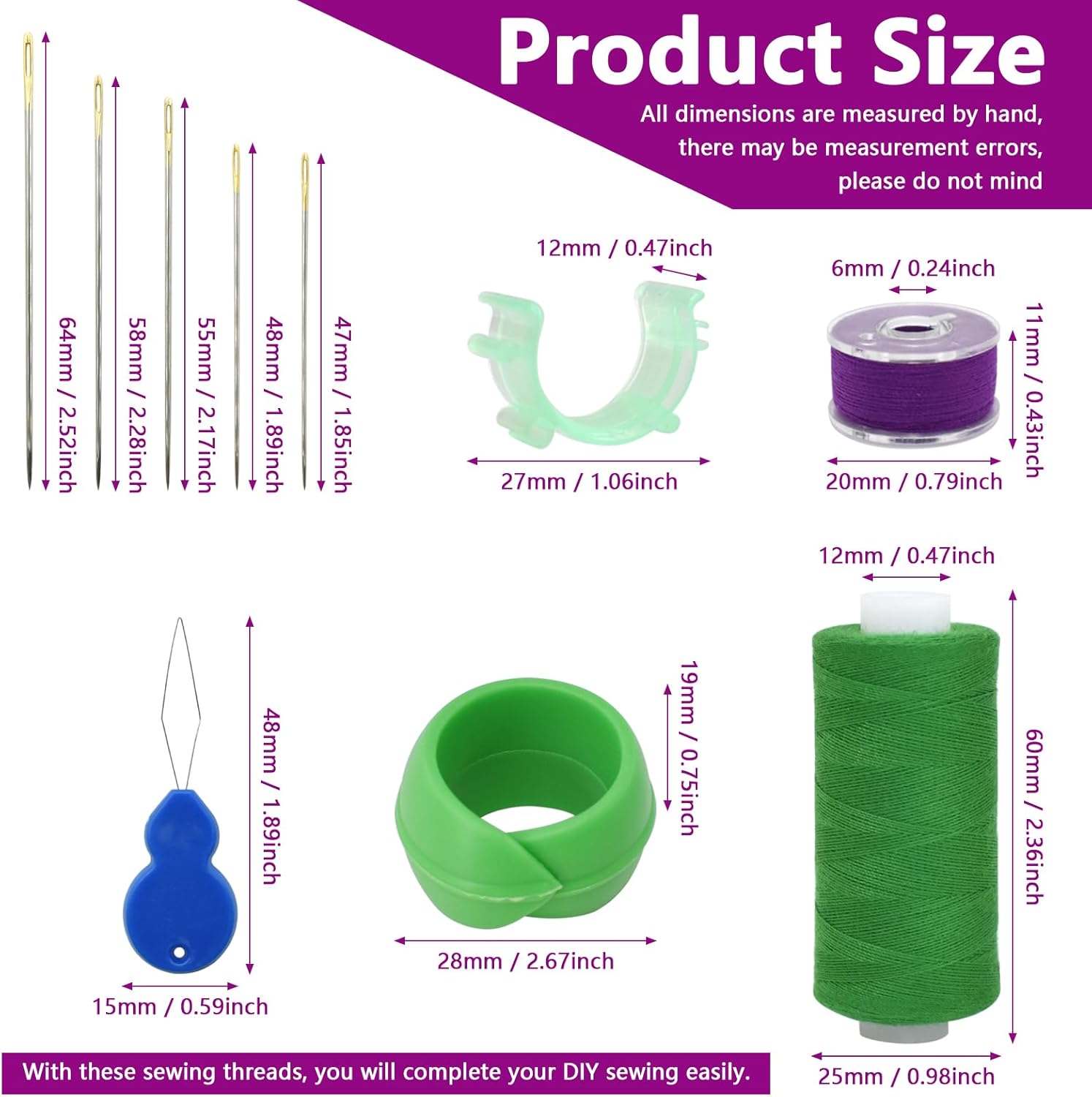 BDS-HOME 50pcs 25 Colors Sewing Thread Set with Matching Bobbins, Spool Organizers, Needles, and Needle Threaders for Hand, Embroidery, Sewing Machines, and DIY Crafts - Image 2