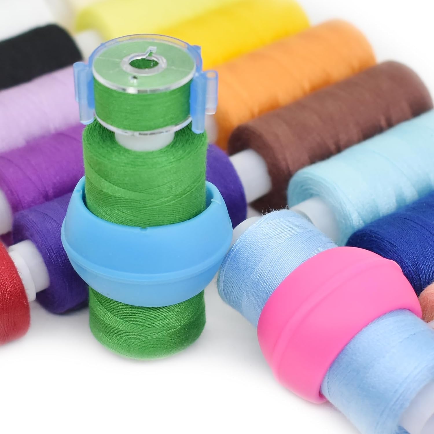 BDS-HOME 50pcs 25 Colors Sewing Thread Set with Matching Bobbins, Spool Organizers, Needles, and Needle Threaders for Hand, Embroidery, Sewing Machines, and DIY Crafts - Image 5