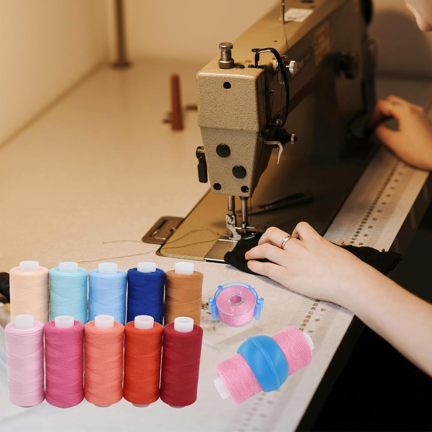 BDS-HOME 50pcs 25 Colors Sewing Thread Set with Matching Bobbins, Spool Organizers, Needles, and Needle Threaders for Hand, Embroidery, Sewing Machines, and DIY Crafts - Image 7