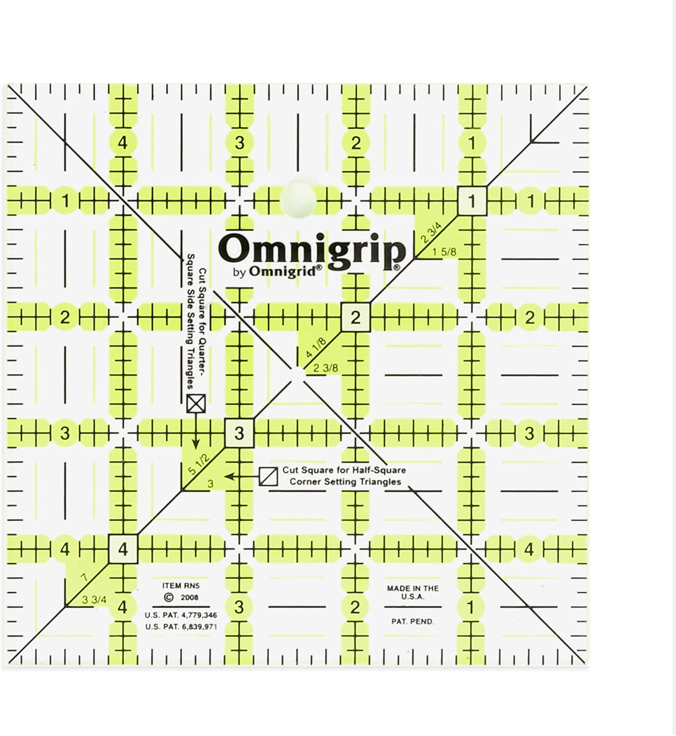 Omnigrip by Omnigrid Non-Slip Ruler, 5" Square