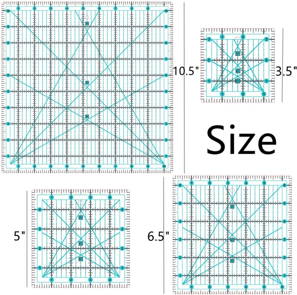 Quilting Rulers,Quilting Square Ruler (3.5", 5", 6.5", 10.5"),Quilting Ruler and Templates - Image 3